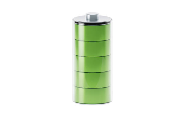 3D green battery with new energy concept, 3d rendering. 3D illustration.