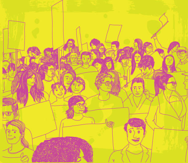 istock Protestors Protesting for Awareness at a Strike Protest March for for Awareness in a Sketchy Style 2154954056