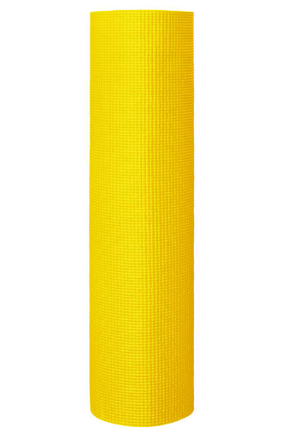 istock Yellow yoga mat in vertical isolated on white background. 2154960516