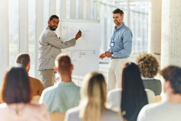 istock Male leaders having a presentation with their colleagues in the office. 2154963369