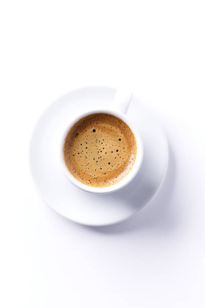 istock Cup of coffee isolated on white background. Copy space. Top view. 2154965663