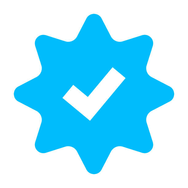 istock Blue Verified Social Media Account Icon. Approved Profile Sign with Check Mark in Star, Vector Illustration 2154967424