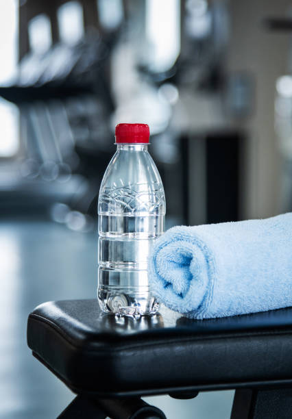 istock Towel and a bottle of water for the exercise 2154967708