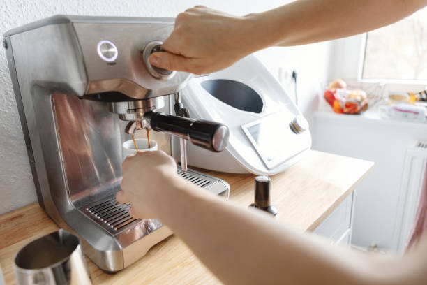 istock Cooking coffee at home with home coffee machine 2154970286