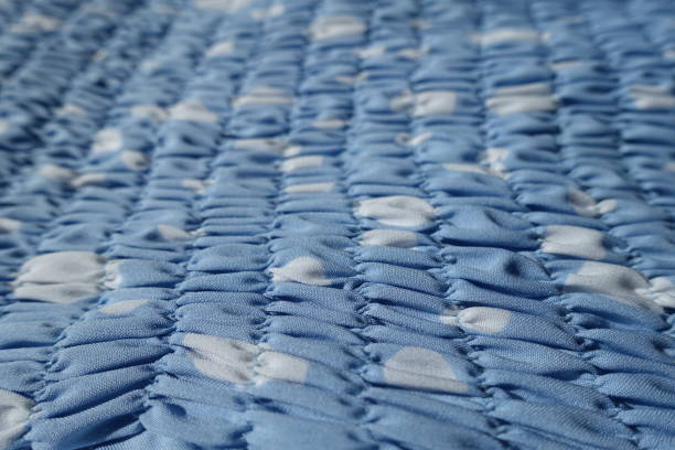 istock Closeup of  light blue and white rayon fabric with shirring 2154970556