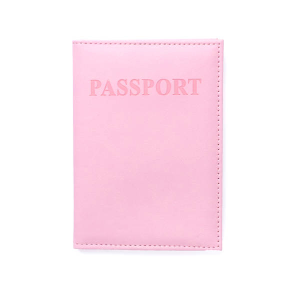 istock Pink passport isolated on white, top view 2154972560