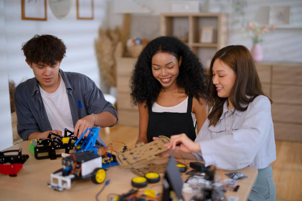 istock Group of college students are developing their machinery project. 2154973911