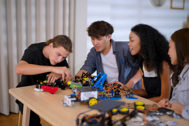 istock Group of college students are developing their machinery project. 2154973924