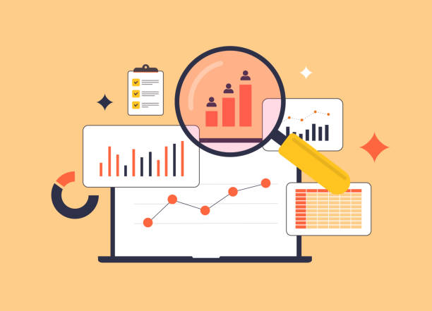 Competitor Analysis Tools - followers and sales, traffic, ad placement. Competitive monitoring and social listening. Competitor keyword analysis and seo metrics market research vector illustration Competitor Analysis Tools - followers and sales, traffic, ad placement. Competitive monitoring and social listening. Competitor keyword analysis and seo metrics market research vector illustration. analyzing stock illustrations