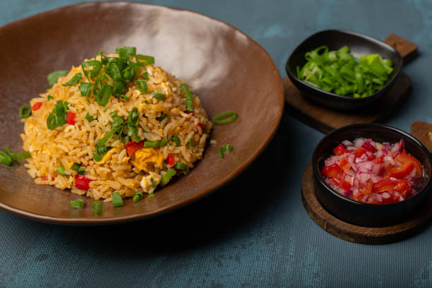 istock Chaufa rice with spicy sauce and Chinese onions 2154975438