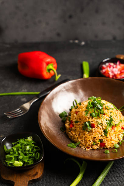 istock Chaufa rice with spicy sauce and Chinese onions 2154975514