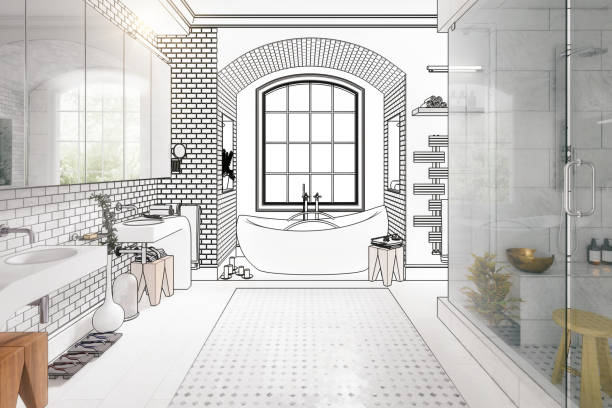 istock Renovation of an old building bathroom (draft) 01 - 3d visualization 2154976209