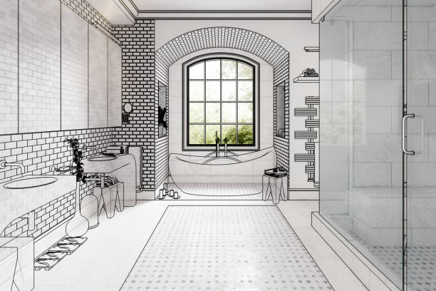 istock Renovation of an old building bathroom (conception) 01 - 3d visualization 2154976316