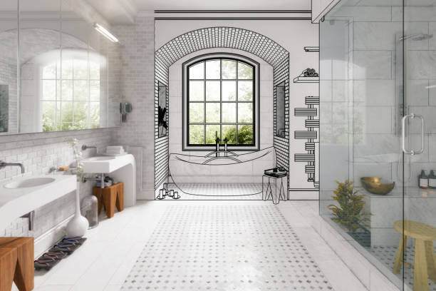 istock Renovation of an old building bathroom 01 - 3d visualization 2154976360