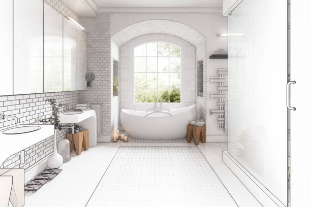 istock Renovation of an old building bathroom 01 - 3d visualization 2154976362