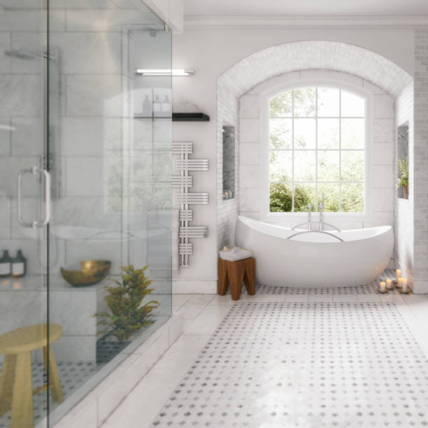 istock Renovation of an old building bathroom 01 - 3d visualization 2154976411