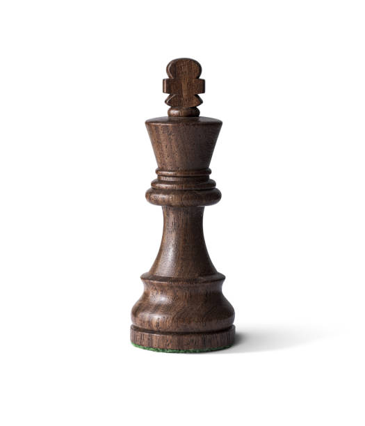 istock Wooden black King isolated on white background. 2154976845