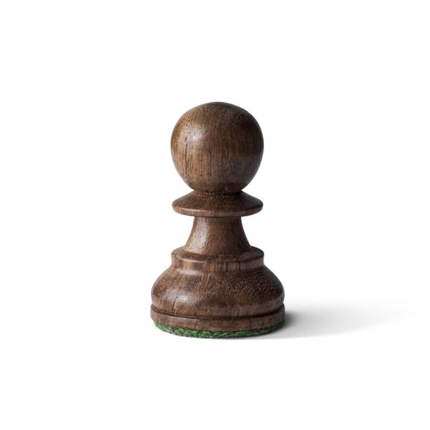 istock Wooden black pawn isolated on white background. 2154977025