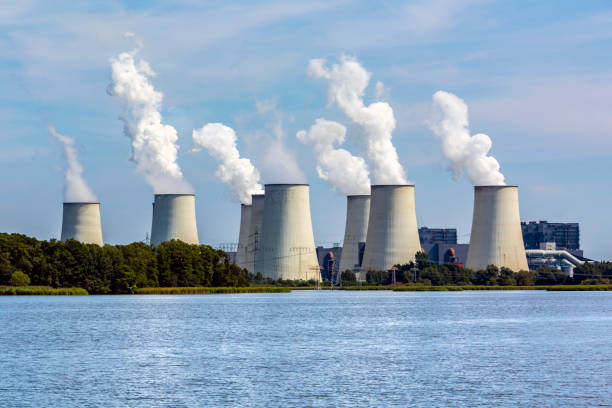 istock Coal Power plant on lake 2154979127