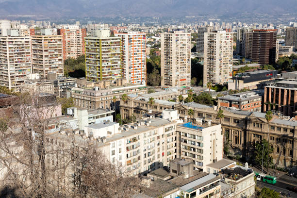 Santiago de Chile cityscape, aerial view.