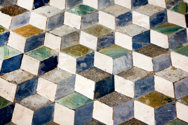 View of Roman flooring at Pompeii Italy