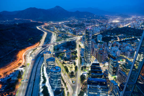 istock Santiago de Chile, Aerial View at Night 2154984450