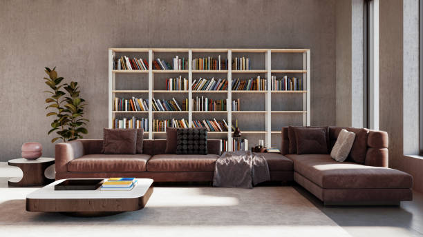 istock Large luxury modern bright interiors Living room mockup illustration 3D rendering image 2154986226