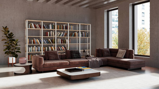 istock Large luxury modern bright interiors Living room mockup illustration 3D rendering image 2154986227