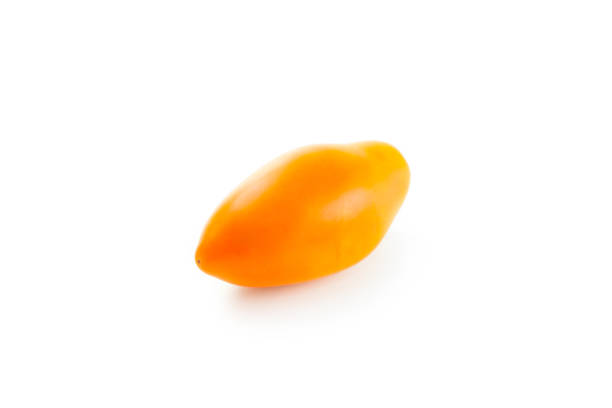 istock Yellow tomato isolated on white background with clipping path. 2154986740