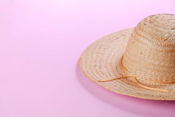 istock Straw sombrero on pink background 2154987527
