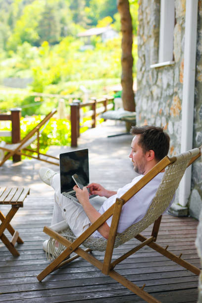 istock Young Businessman Working Comfortably in Nature, Freelance Worker ,Flexible Working, Working From At Home 2154987791