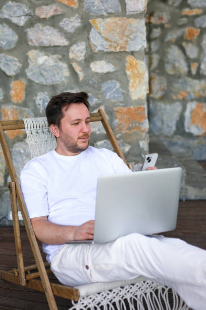 istock Young Businessman Working Comfortably in Nature, Freelance Worker ,Flexible Working, Working From At Home 2154987838