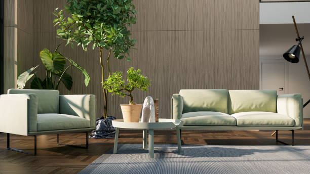 istock Large luxury modern bright interiors Living room mockup illustration 3D rendering image 2154989858