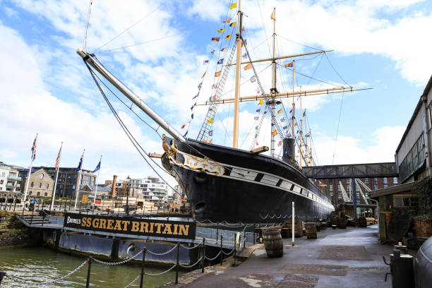 Bristol, England- March 29, 2024: The colossal SS Great Britain steamship in the dry dock in Bristol city