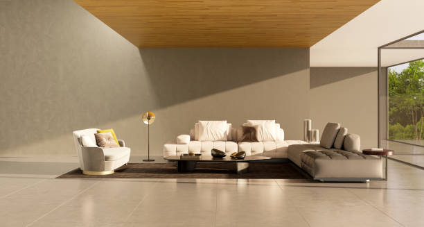 istock Large luxury modern bright interiors Living room mockup illustration 3D rendering image 2154990249