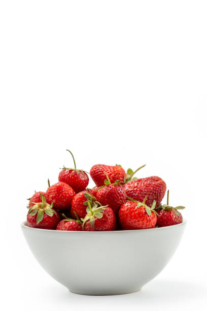 istock Red fresh strawberry in a white bowl 2154990834