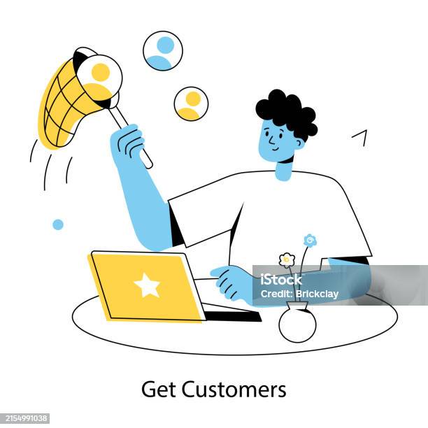 Get Customers Vector Get Customers Stock Illustration - Download Image Now - Catching ...