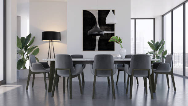 istock Large luxury modern bright interiors Living room mockup illustration 3D rendering image 2154991095