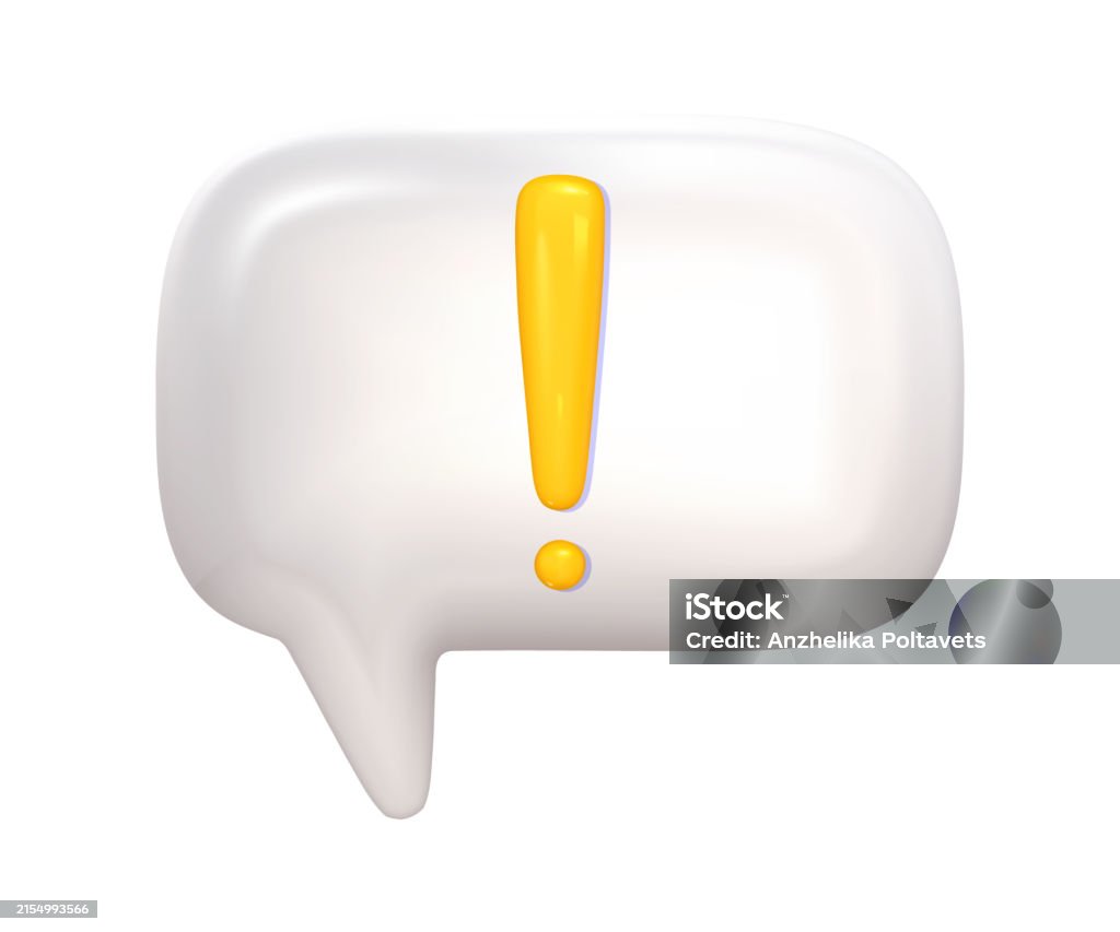 Messageboxicon Exclamation 3d Yellow Exclamation Mark On Dialogue Balloon Alert Or Error Sign 3d ...