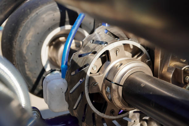 istock The braking system of racing car with a disc and control rods. 2154994252
