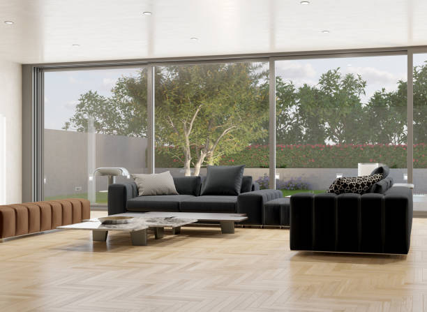 istock Large luxury modern bright interiors Living room mockup illustration 3D rendering image 2154994976