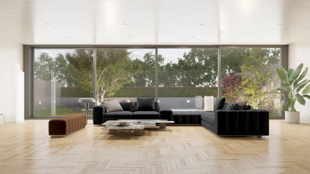 istock Large luxury modern bright interiors Living room mockup illustration 3D rendering image 2154995009