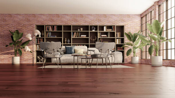 istock Large luxury modern bright interiors Living room mockup illustration 3D rendering image 2154995026