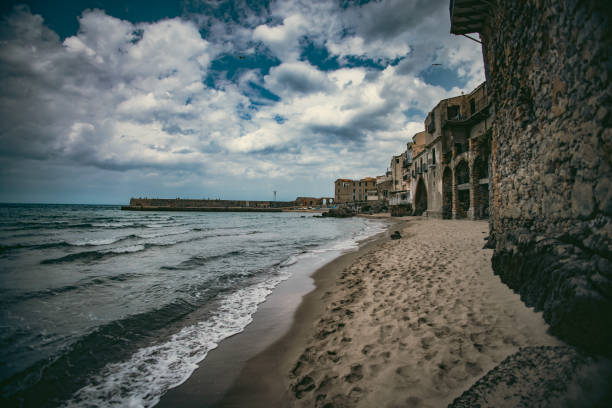 Sicily - Italy - Cefalu - drone view of one of the most beautiful cities in Sicily