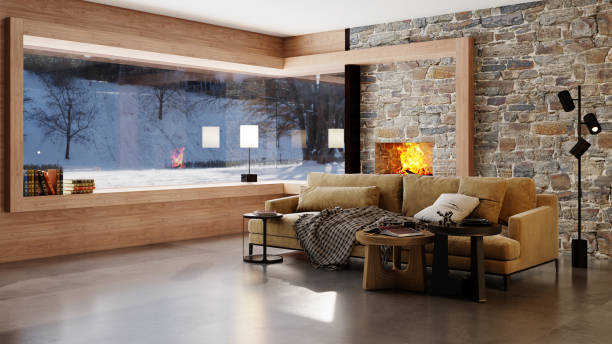 istock Large luxury modern bright interiors Living room mockup illustration 3D rendering image 2154996268