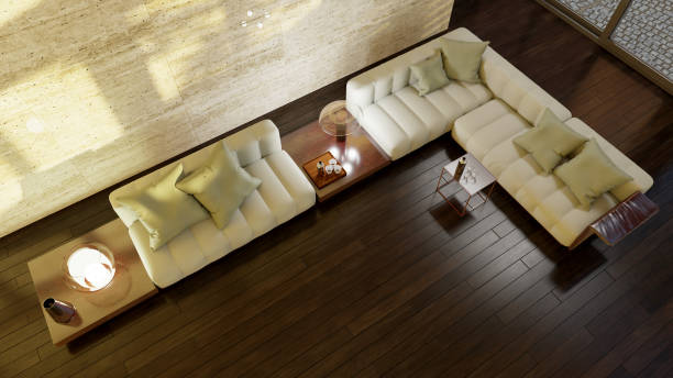 istock Large luxury modern bright interiors Living room mockup illustration 3D rendering image 2154997010