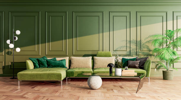 istock Large luxury modern bright interiors Living room mockup illustration 3D rendering image 2154998357