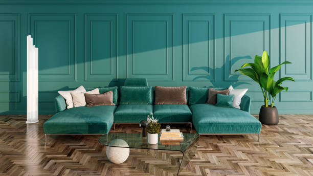 istock Large luxury modern bright interiors Living room mockup illustration 3D rendering image 2154998383