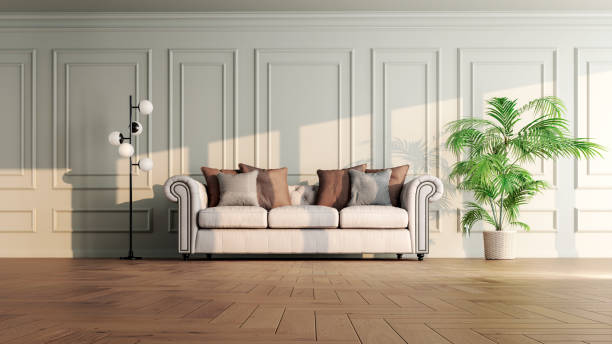 istock Large luxury modern bright interiors Living room mockup illustration 3D rendering image 2154998398