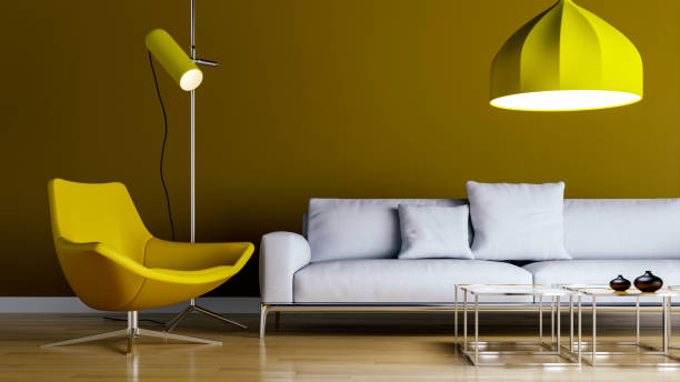 istock Large luxury modern bright interiors Living room mockup illustration 3D rendering image 2154998596